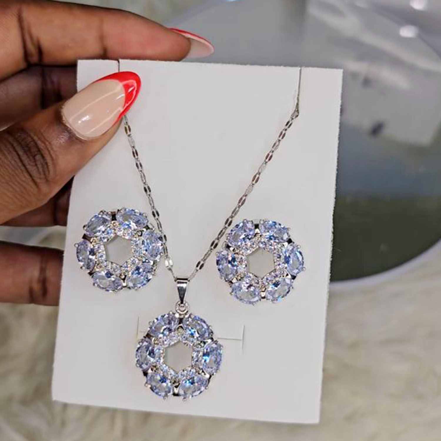 Shop Sapphire Halo Jewelry Set