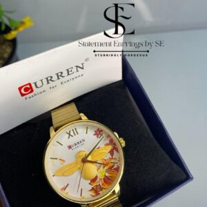 curren watch gold stainless steel and white