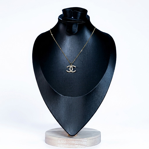 luxor pavé interlocking c necklace – aria collection