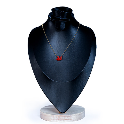 scarlet swan pavé necklace