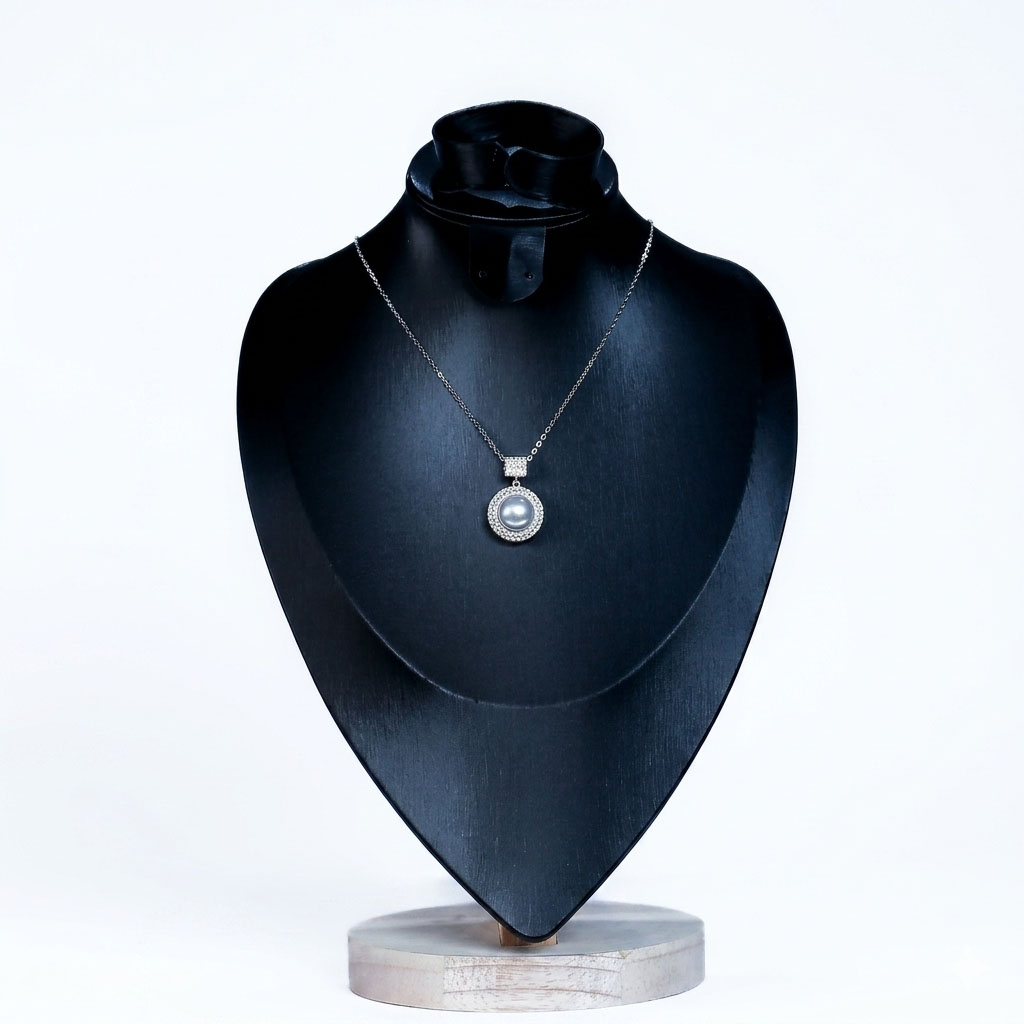 empress halo pearl pendant necklace – aria collection