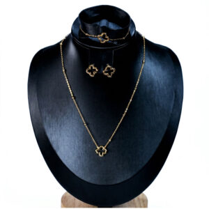 aura open clover golden jewelry suite